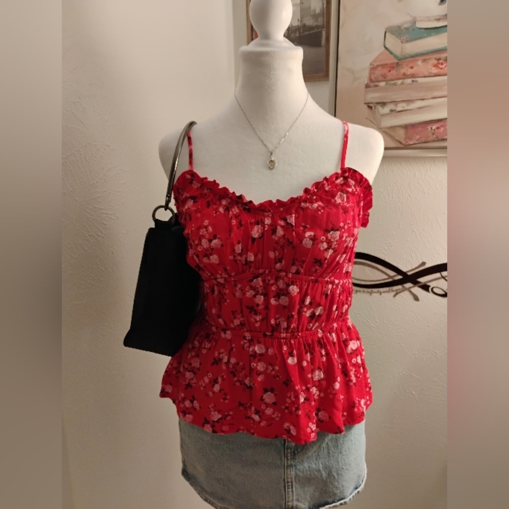 Old Navy Red Floral Camisole Top